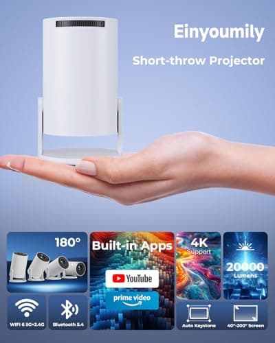 [Built-in Apps & 2026 Upgraded] Mini Projector 4K 1080P Support — view 3