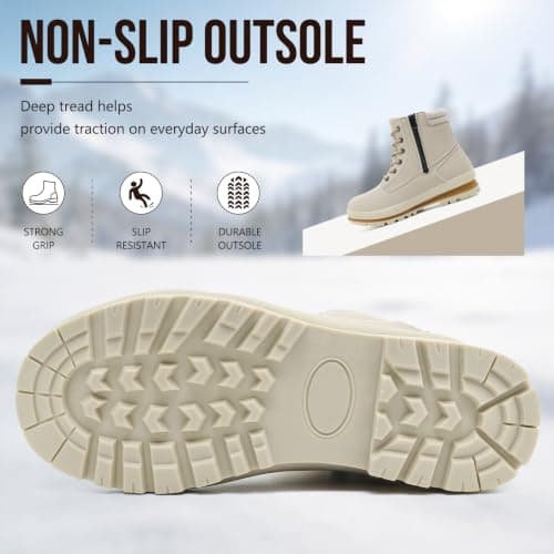 Hanani Walking Boots Womens Ankle Boots Hiking Boots Water Resistant Side Zipper Mid Calf Trekking Boots Lightweight Non-Slip Short Booties Lace up Outdoor Classic Work Shoes Ladies — view 4