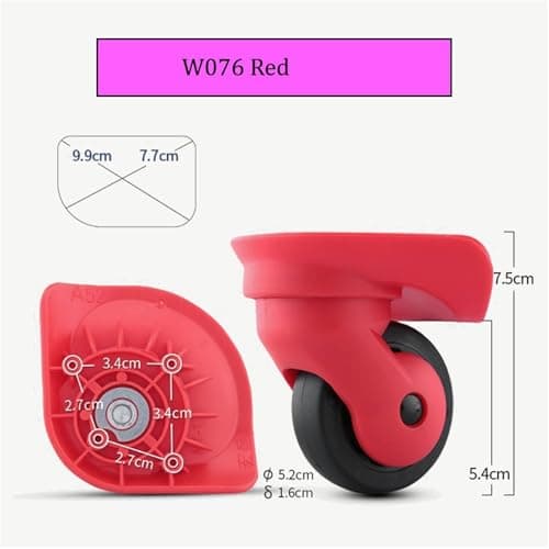 2pcs Trolley Case Universal Wheel Customs Box Compartment Rollers Accessories Set Replacement for Suitcase Repair(W076 Red) — view 2