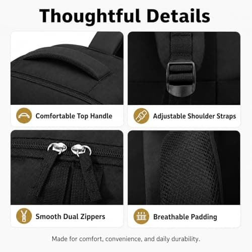 Treer Ryanair Cabin Bags 40x30x20cm Underseat Travel Backpack Cabin Bag Carry on Water Resistant Hand Luggage for Airplanes, Multiple Pockets Rucksack for Men and Women (Black,40x30x20cm) — view 6