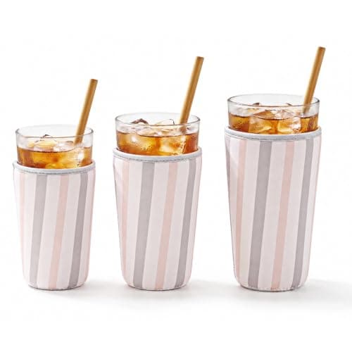 3 PCS Reusable Iced Coffee Sleeve, Iced Cup Sleeves for Drinks,16-32oz