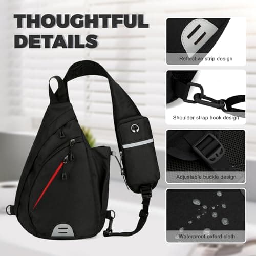 Aucuu Sling Bag Crossbody Backpack, Men's Chest Bag, Sling Backpack, Shoulder Cross Body Bag with Earphone Hole, Hiking Casual Daypack for Women Men Cycling Camping Travel — view 4