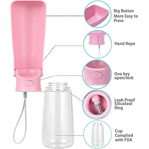 Emwel Foldable Dog Water Bottles - 550ml Water Feeder Leak Proof Portable Puppy Water Dispenser with Drinking Feeder for Pets Outdoor Walking, Hiking, Travel — view 4