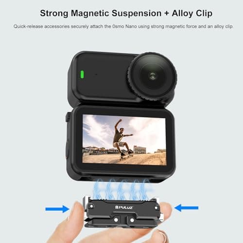 Magnetic Quick Release Mount for DJI Osmo Nano Action 6, Action Camera Folding Metal Tripod Base Adapter Accessories for Osmo Nano, 1/4” Hole Compatible with Selfie Stick, Vlogging Stand, Handle — view 2