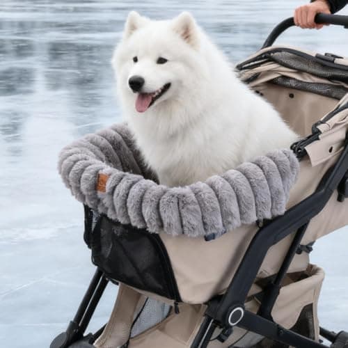 Dog Stroller Cushion, Warm Plush Washable Stroller Mat — view 2