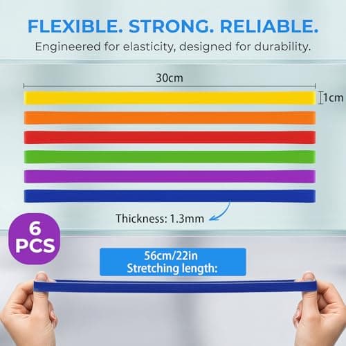 KIPTVO 6 Pcs Beach Towel Bands, for Sun Loungers & Cruise Chairs, Resilient Towel Straps, Great Alternative to Beach Towel Clips for Pool, Beach & Outdoor Use,Red, Yellow, Orange, Green, Blue, Purple — view 2