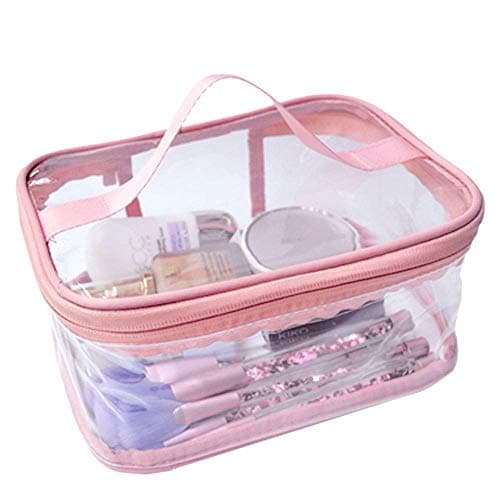FIYUK Toiletry Bag Makeup Cosmetic Clear Bag Portable Waterproof Transparent Travel Large Storage