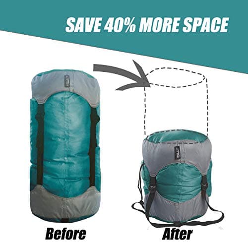 Frelaxy Compression Sack, Ultralight Sleeping Bag Stuff Sack Compression Stuff Sack - Space Saving Gear for Camping, Hiking, Backpacking (Turquoise, M) — view 2