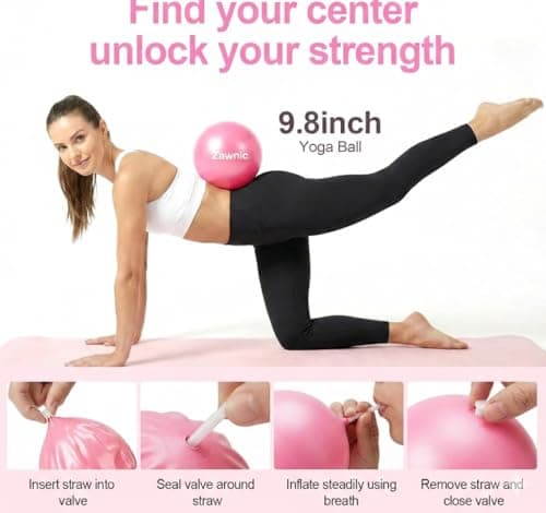 ZAWNIC 13-pcs Home Pilates Essentials Kit for Women – 9inch Yoga Ball, Figure-8 Resistance Band, Pilates Ring, Exercise Bands & Accessories – Beginner Pilates Equipment Set for Home Workouts (Pink) — view 6