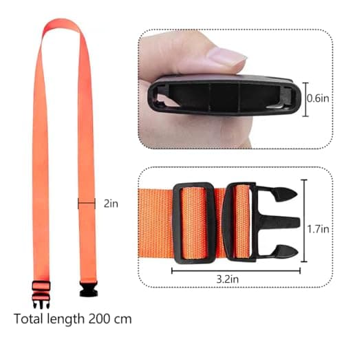 Luggage Straps for Suitcase Heavy Adjustable Suitcase Straps with Quick Release Buckle Suitcase Identifier Bands for Travel Case Non-Slip Travel Belt Travel Accessories (Orange, 2pcs) — view 2