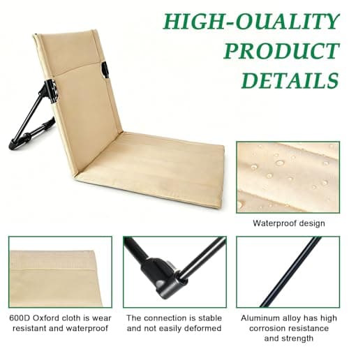 bssmmai Beach mat with backrest，Super Lightweight Folding Camping Chair - Portable Beach Chair with Carry Bag for Beach, Picnics, Camping, Hiking and Outdoors — view 3