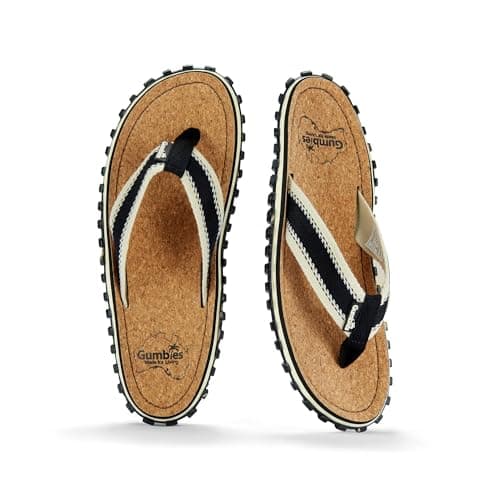 Gumbies Corker Flip-Flops | Unisex Cork Footbed Sandals with Recycled Rubber Sole & Cotton Canvas Straps | Lightweight, Durable & Comfortable Casual Summer Footwear | Black | EU 46 — view 6