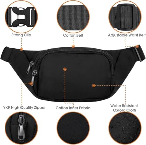 JAUSFETS 3 Pockets Bumbags Waterproof Large Capacity Waist Pack — view 5