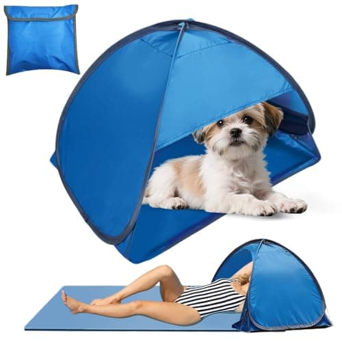 RNPKZ Pop Up Beach Tent, Mini Sun Shade Tent with Zipper Pocket & Storage Bag, Portable Sun Shelter, Pop Up Tent, Pop Up Beach Shelter for Face & Head UV Protection, for Adult, Kid & Pets (Blue)