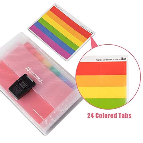 4 Pack Mini Document File A6 7.1 x 4.45 x 1.1 Inch Rainbow Expanding Folder 13 Pocket File Organizer 12 Labels Index — view 3