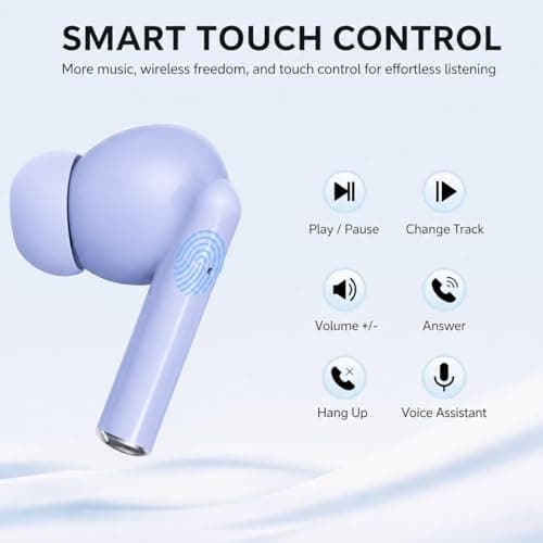 XuLinSe Wireless Earbuds Bluetooth 5.3 Headphones, In Ear Bluetooth Earphones with 4 Mics, IPX7 Waterproof Ear Buds, 10mm Drivers, Touch Control, Auto Pairing, HiFi Stereo Sound (light blue) — view 4