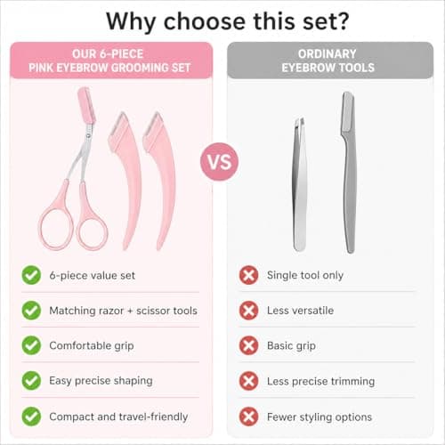 Qabonl 6 Piece Pink Eyebrow Grooming Set — view 4