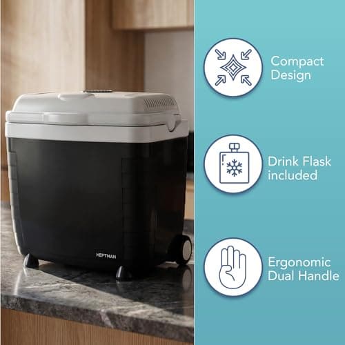 HEFTMAN 28L Electric Cooler Box with Wheels - Electric Cool Box 12V 240V — view 5