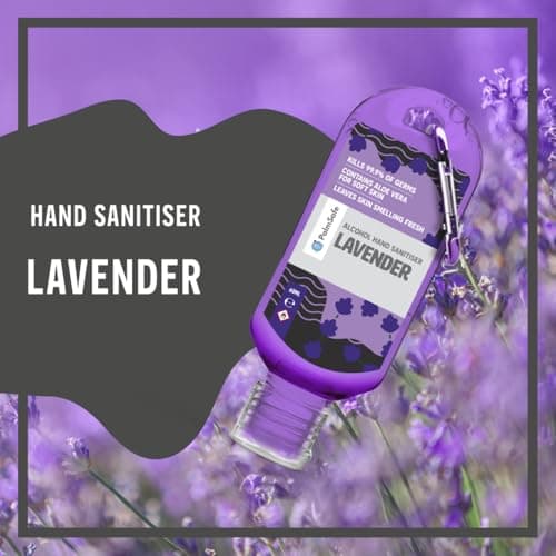 Palm Safe Lavendar 60ml Anti Bacterial Premium Hand Sanitiser Travel Size Refillable Clip Bottle Quick Drying Non Sticky Extra Moisturising Kills 99.9% of Viruses and Bacteria — view 3