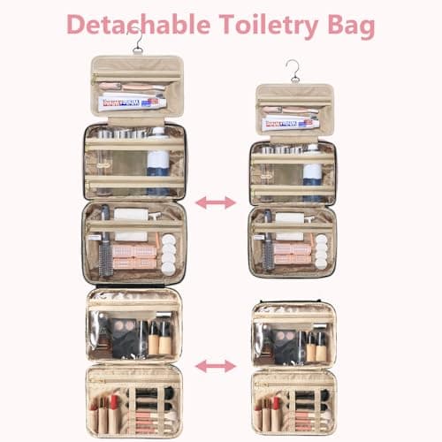 Voyagrise Hanging Toiletry Bags for Women, Travel Large Capacity Wash Bag Womens Makeup Cosmetic Bag, Wash Bag Womens,Travel Accessories — view 2