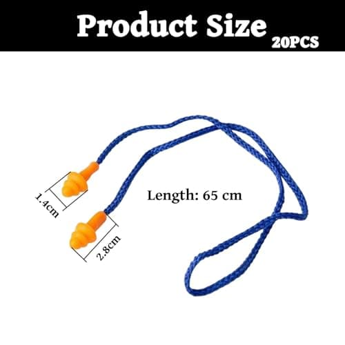 20 Pairs Corded Ear Plugs， Reusable Silicone Earplugs Sleep Noise Cancelling, for Noise Cancelling and Hearing Protection (Orange) — view 2