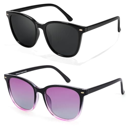 Myiaur 2 Pack Polarised Sunglasses Women Trendy for UV400 Protection
