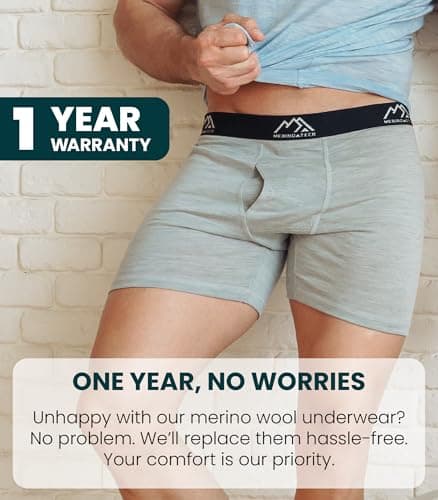 Merino.tech 100% Merino Wool Underwear Men - Mens Boxer Shorts 1-2 pack (Medium, 1 Pack - 190 Midnight Navy) — view 5