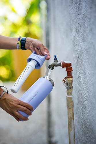 LifeStraw Go Series – Double Wall BPA-Free Vacuum Insulated 18 oz Stainless Steel Water Filter Bottle for Travel and Everyday use; Aegean Sea — view 5