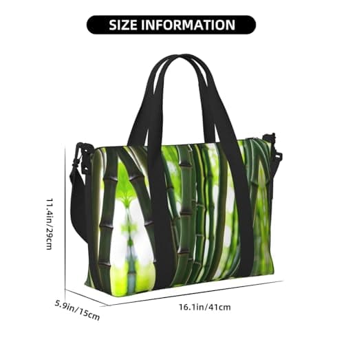 Spring Bamboo Duffel Bags for Traveling, Lightweight Personal Item Travel Bags for Women, Gym Bags for Men, Black, One Size — view 4