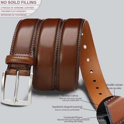DOOPAI Mens Dress Belt -Genuine Leather Dress Belts For Men,Casual Suit Jeans Belt-Single Prong Buckle black belt — view 4