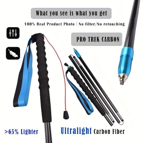 Ultralight 100% Carbon Fibre Trekking Poles 2-Pack, Z-Pole Design Trail Running, Foldable Pair Fixed Length 120cm, Lightweight High-Density Carbon for Hiking, Running & Walking - Quick Lock System — view 6