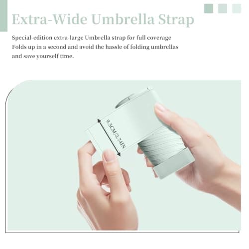 Travebo Mini Folding Travel Umbrella/Parasol/Wide Strap Keeps Tidy & No Mess/Compact/Flat Handle/Waterproof Rain/Sun/Purse/Pocket/6Ribs/UPF 50+/UV Protection/Men Women Kids/Ultra-Lightweight — view 5
