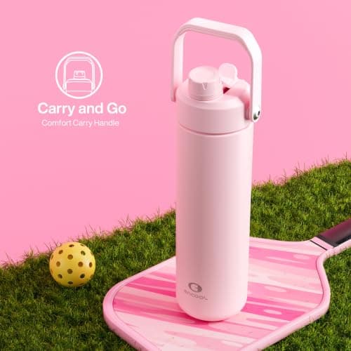 ENCOOL Insulated Water Bottle with Straw Stainless Steel Water Bottle, Leak-Proof, BPA-Free, Double Wall Vacuum Keeps Cold for 24 Hours for Sports, Travel, School (26 oz, Cotton Candy) — view 5