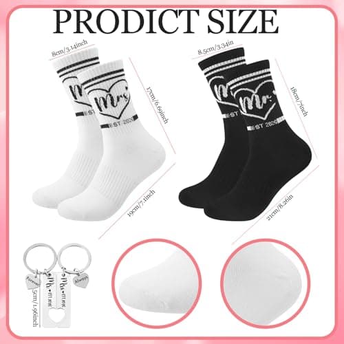 Zuimei Engagement Wedding Gifts for Couples Friends Her Him MR&MRS Socks — view 4