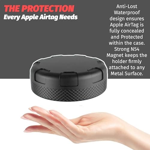 [1 Pack] Ultimate Magnetic AirTag Holder: IP68 Waterproof Case with Powerful N54 Magnet, Anti-Lost Concealed Cover for Car, Bike, or any Metallic Surface - Black — view 5