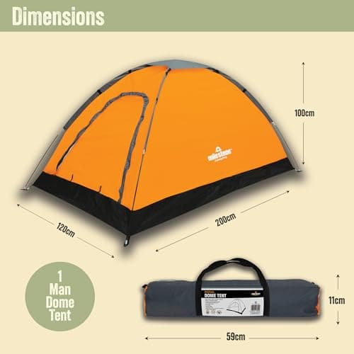 Milestone Camping 18829 Dome Tent/Sleeps 1 Person/Water Resistant/Portable Carry Bag Included/Double Zipper Door & Mesh Window / 100cm x 120cm x 200cm — view 3