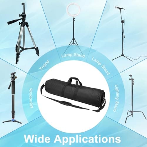 PATIKIL Tripod Carrying Case, 35.4" x 7.9" Heavy Duty Nylon Padded Tripod Bag with Adjustable Shoulder Straps and Handles for Light Stands Umbrellas tripods mic Speaker Stand, Black — view 5