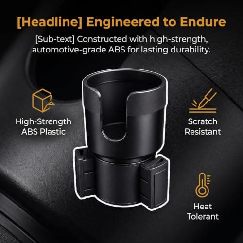 Car Cup Holder Expander, Cup Holder Adapter with Expandable Base, Black — view 3