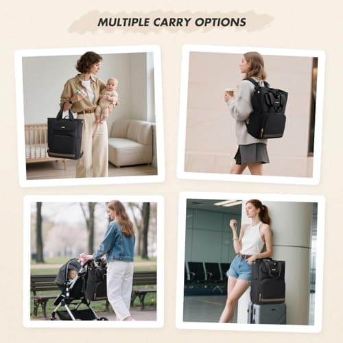 GOLF SUPAGS Diaper Bag Backpack with Portable Changing Pad 25L Baby Bag Insulated lunch box Backpack Fits 17.3" Laptop (Black) — view 2