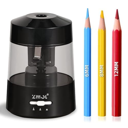 ZMOL Electric Pencil Sharpener for 6-12mm Jumbo Colored&No.2 Pencils Black
