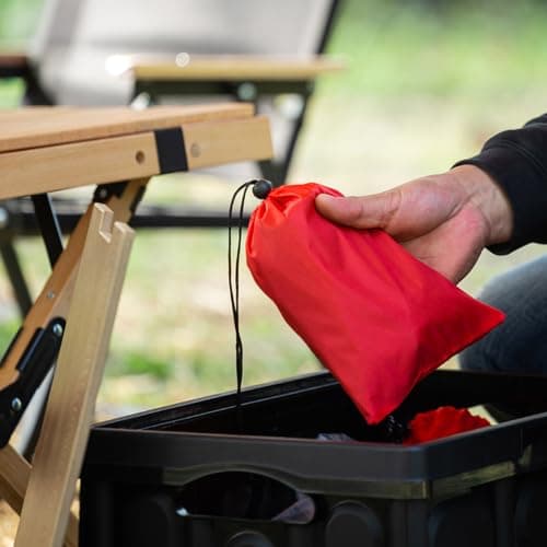 RubyTint 4 Pcs Red Drawstring Bags, Small Waterproof Nylon Storage Pouches 15 x 20 cm, Foldable Travel Organisers for Outdoor, Camping, Gym, School, Toiletries and Small Accessories (red-15 * 20) — view 2