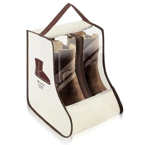 Beige Boot Storage Bag for Travel and Daily Use, Dustproof Shoe Bags for Women and Teens, Walking Boot Organizer with Handle, Short Boots Protector, Compact for Packing