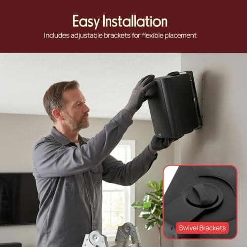 Pyle Bluetooth Speakers, Waterproof Wall-Mounted Wireless Speaker System, Indoor/Outdoor, Weatherproof, Heavy-Duty Stereo Sound, Compatible with iPhone, Android, Tablet & PC (Pair, Black) — view 6
