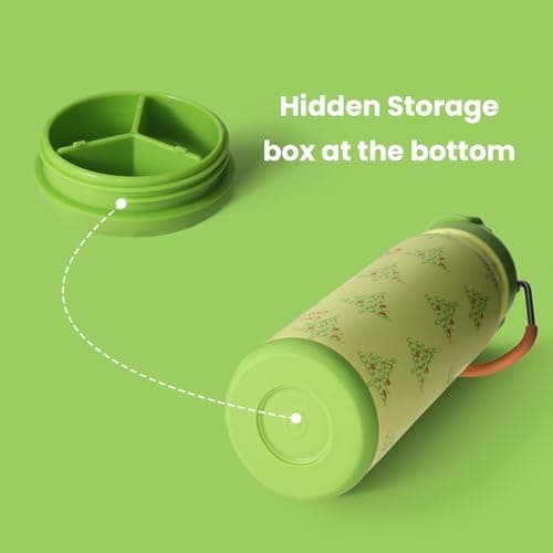 BOTTLE BOTTLE 24 oz sports water bottle stainless steel insulated water bottle with straw and pills holder (Tree) — view 4