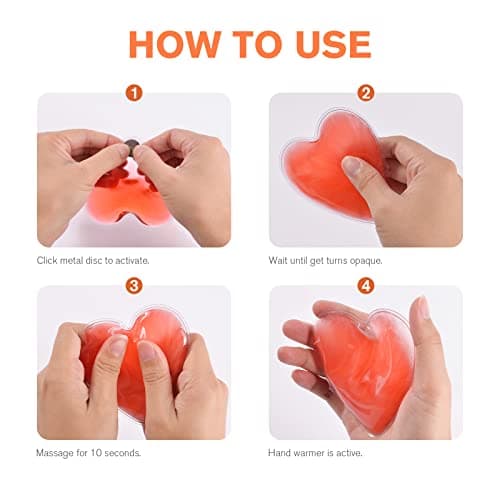 Vicloon Reusable Hand Warmers, 2PCS Instant Hand Warmers, Red Reusable Gel Click Heat Pads for Cold Hands Heat Pads Pocket Warmers — view 3