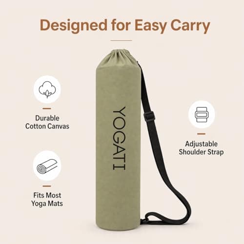 YOGATI® Yoga Mat Bag | Large Synthetic Cotton Yoga Mat Bags for Women and Men with Adjustable Strap | Perfect for Pilates and Exercise Mats | 19x80 cm Yoga and Pilates Mat Bag. Green — view 2