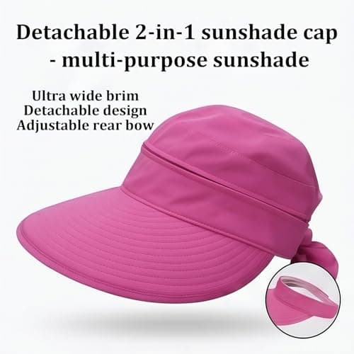 OTKARXUS Sun Hats for Women UK,1Pc 2 in 1 Foldable Ladies Sun Hat,Wide Brim UV Sun Protection Summer Beach Hat for Travel & Outdoor (Grey) — view 5