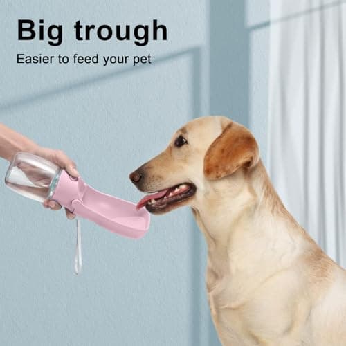 SOICTA Portable Dog Water Bottle for Walking 19 OZ or 12 OZ Portable Pet Water Bottles for Puppy Small Medium Large Dogs Water Dispenser Bowl Dog Accessories(12OZ Pink) — view 6