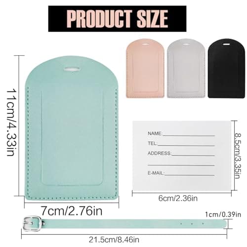 4Pcs Luggage Tags, Leather Suitcase Tags with Adjustable Strap and Privacy Cover, Prevent Loss of Bags and Suitcases Travel/Business/Home Use — view 2