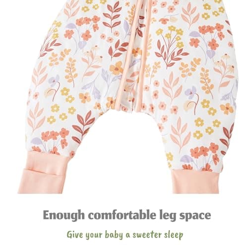 Chilsuessy Winter Baby Sleeping Bag with Feet 2.5 TOG Warm Baby Sleep Sack with Legs 100% Cotton Toddler Wearable Blanket Walker Sleep Sack for Boys and Girls, 2.5 Tog/Pink Plants, 80cm/2-3 Years — view 6